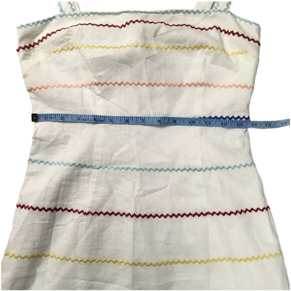 Forever 21 Mini‎ Dress Rainbow Stripe White Linen Women Juniors S Casual Summer - Picture 5 of 9